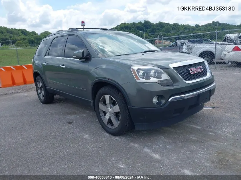 2011 GMC Acadia Slt-1 VIN: 1GKKRRED4BJ353180 Lot: 40058610