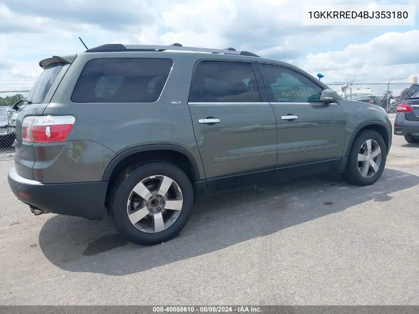 2011 GMC Acadia Slt-1 VIN: 1GKKRRED4BJ353180 Lot: 40058610