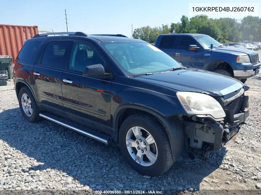 2011 GMC Acadia Sle VIN: 1GKKRPED4BJ260762 Lot: 40096980