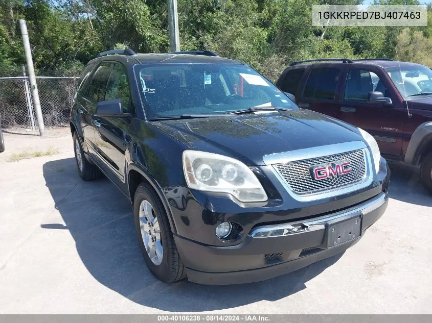 2011 GMC Acadia Sle VIN: 1GKKRPED7BJ407463 Lot: 40106238