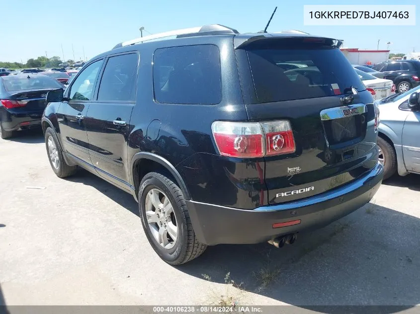 2011 GMC Acadia Sle VIN: 1GKKRPED7BJ407463 Lot: 40106238