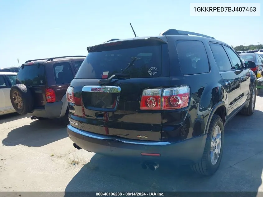 1GKKRPED7BJ407463 2011 GMC Acadia Sle