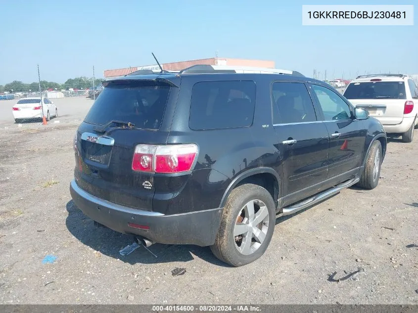 2011 GMC Acadia Slt-1 VIN: 1GKKRRED6BJ230481 Lot: 40154600