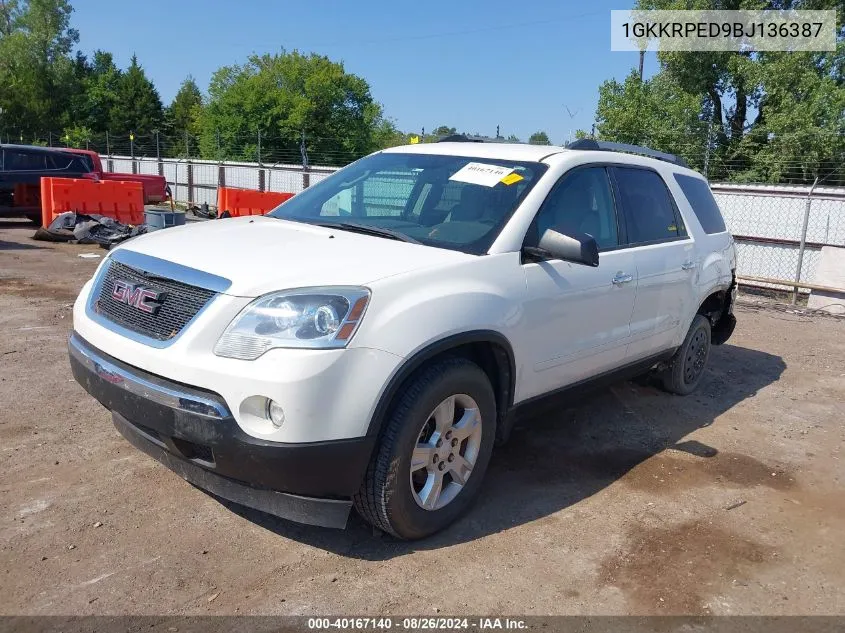 1GKKRPED9BJ136387 2011 GMC Acadia Sle