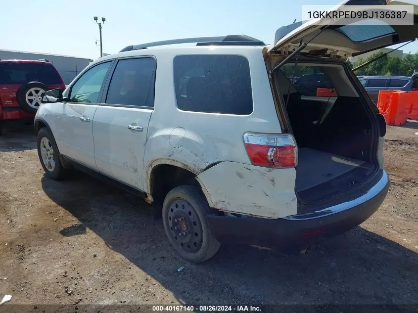 1GKKRPED9BJ136387 2011 GMC Acadia Sle