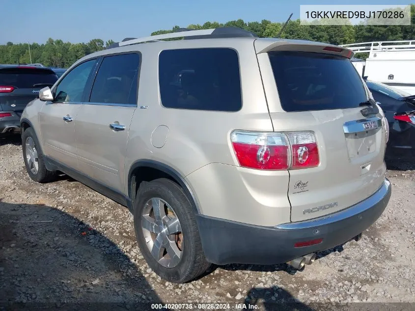 2011 GMC Acadia Slt-1 VIN: 1GKKVRED9BJ170286 Lot: 40200735