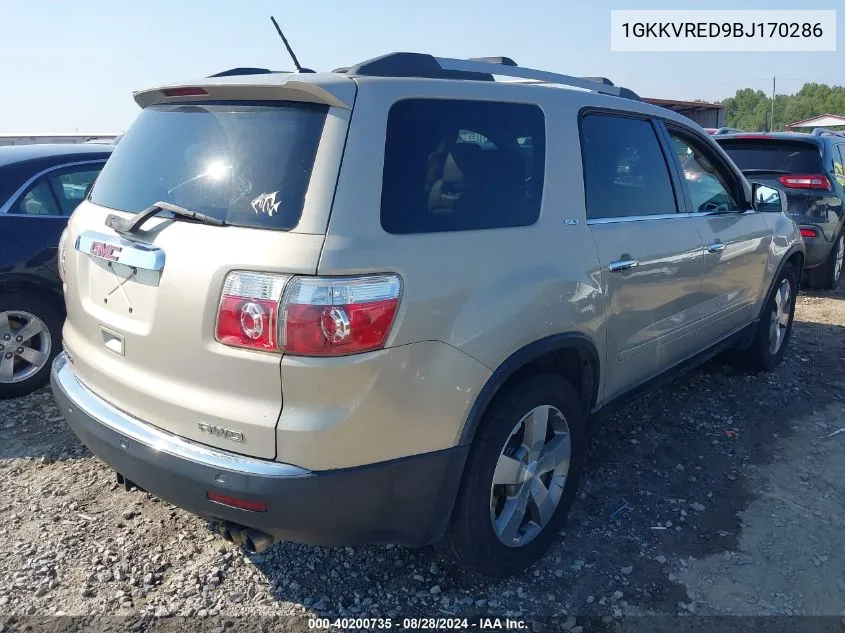 2011 GMC Acadia Slt-1 VIN: 1GKKVRED9BJ170286 Lot: 40200735