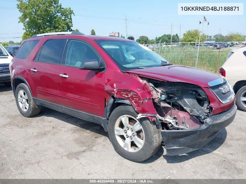 2011 GMC Acadia Sl VIN: 1GKKRNED4BJ188871 Lot: 40204489