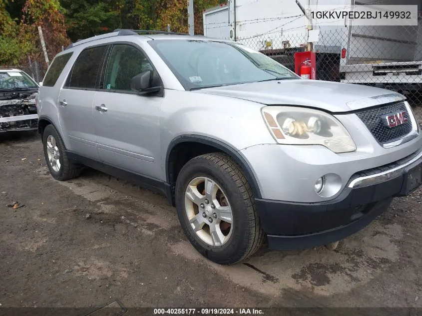 2011 GMC Acadia Sle VIN: 1GKKVPED2BJ149932 Lot: 40255177