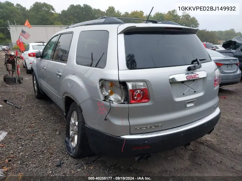 2011 GMC Acadia Sle VIN: 1GKKVPED2BJ149932 Lot: 40255177