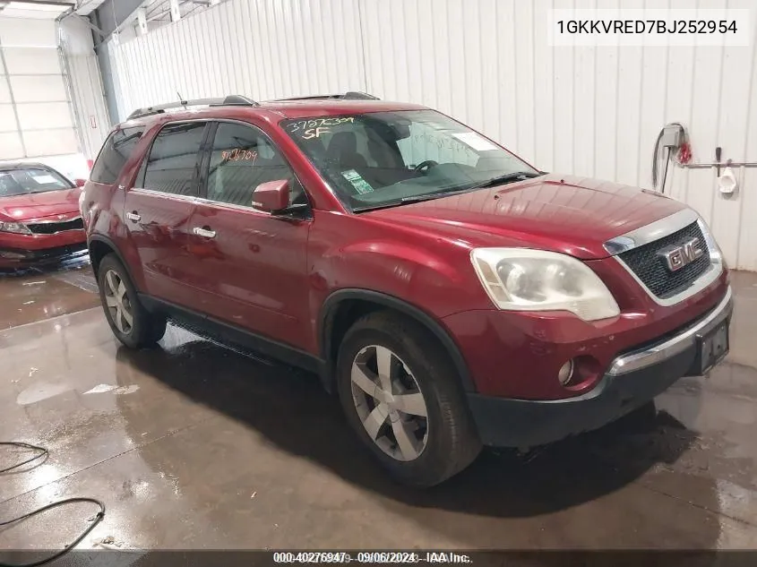 2011 GMC Acadia Slt-1 VIN: 1GKKVRED7BJ252954 Lot: 40276947