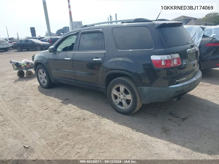 2011 GMC Acadia Sl VIN: 1GKKRNED3BJ174069 Lot: 40336011