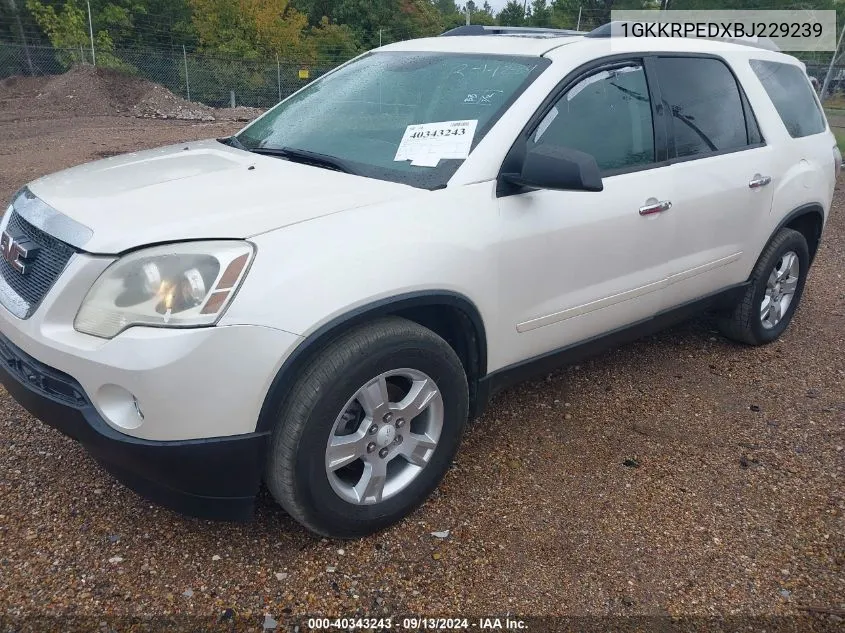 2011 GMC Acadia Sle VIN: 1GKKRPEDXBJ229239 Lot: 40343243