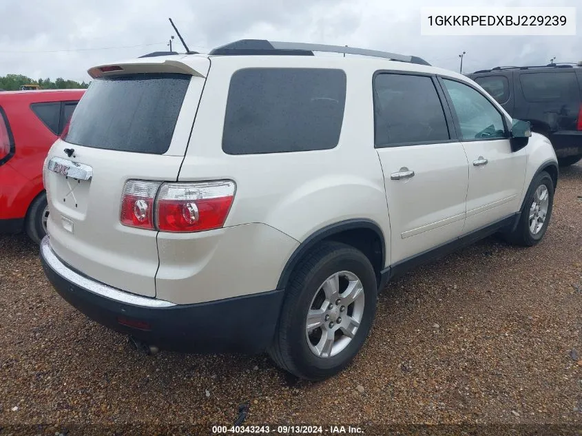 2011 GMC Acadia Sle VIN: 1GKKRPEDXBJ229239 Lot: 40343243