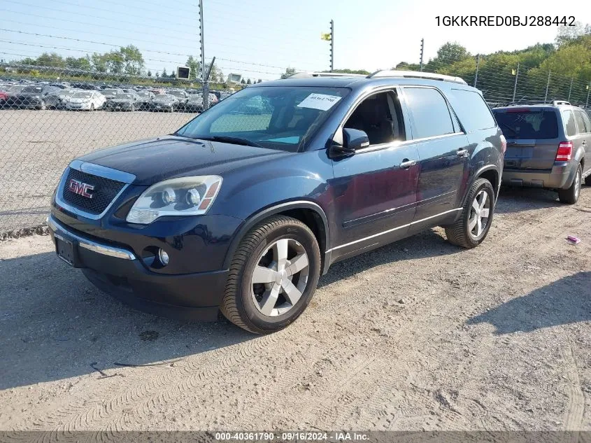 2011 GMC Acadia Slt-1 VIN: 1GKKRRED0BJ288442 Lot: 40361790