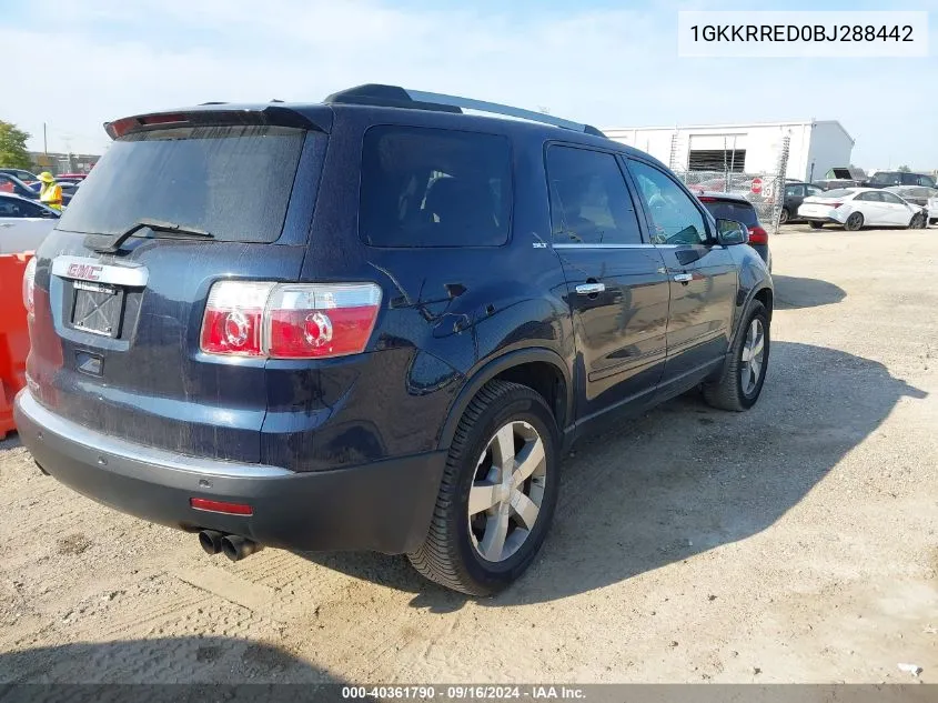 2011 GMC Acadia Slt-1 VIN: 1GKKRRED0BJ288442 Lot: 40361790