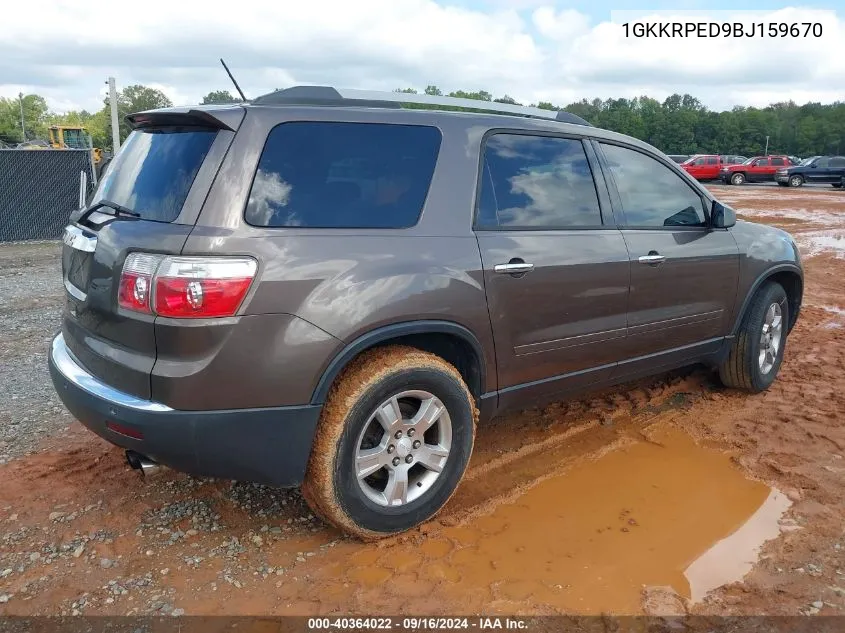 2011 GMC Acadia Sle VIN: 1GKKRPED9BJ159670 Lot: 40364022