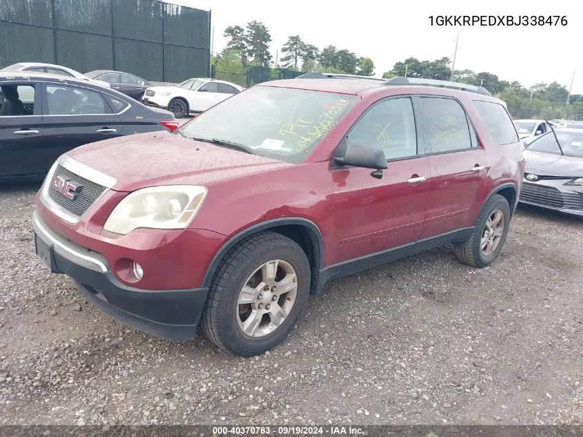 2011 GMC Acadia Sle VIN: 1GKKRPEDXBJ338476 Lot: 40370783