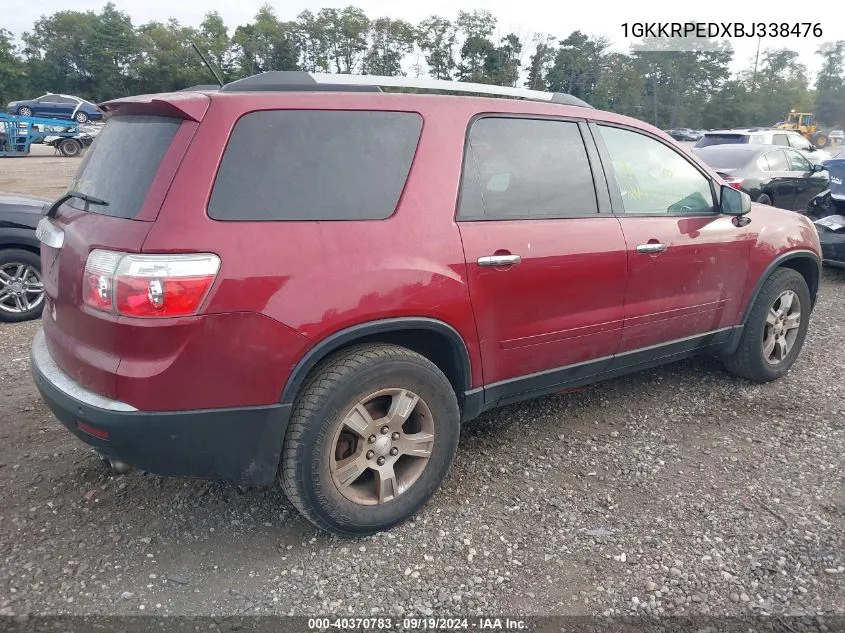 2011 GMC Acadia Sle VIN: 1GKKRPEDXBJ338476 Lot: 40370783