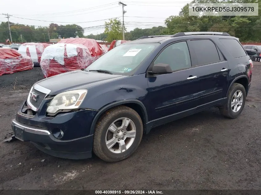 2011 GMC Acadia Sle VIN: 1GKKRPED5BJ309578 Lot: 40398915