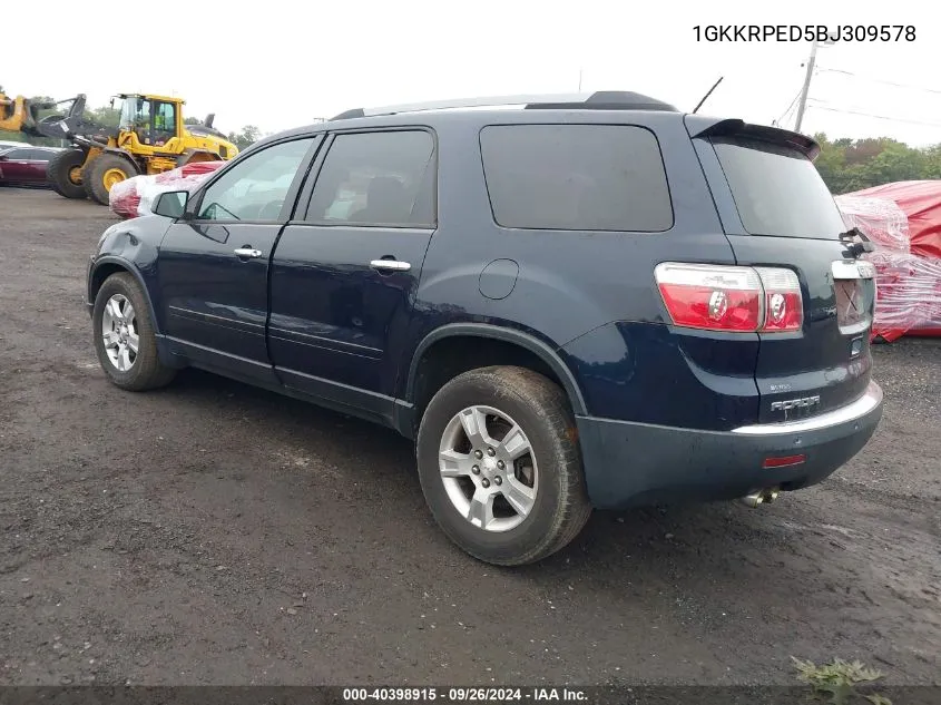 2011 GMC Acadia Sle VIN: 1GKKRPED5BJ309578 Lot: 40398915