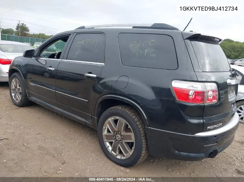 2011 GMC Acadia Denali VIN: 1GKKVTED9BJ412734 Lot: 40411945