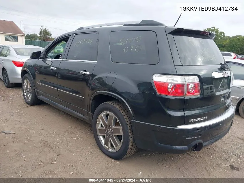 2011 GMC Acadia Denali VIN: 1GKKVTED9BJ412734 Lot: 40411945