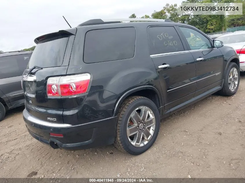 2011 GMC Acadia Denali VIN: 1GKKVTED9BJ412734 Lot: 40411945