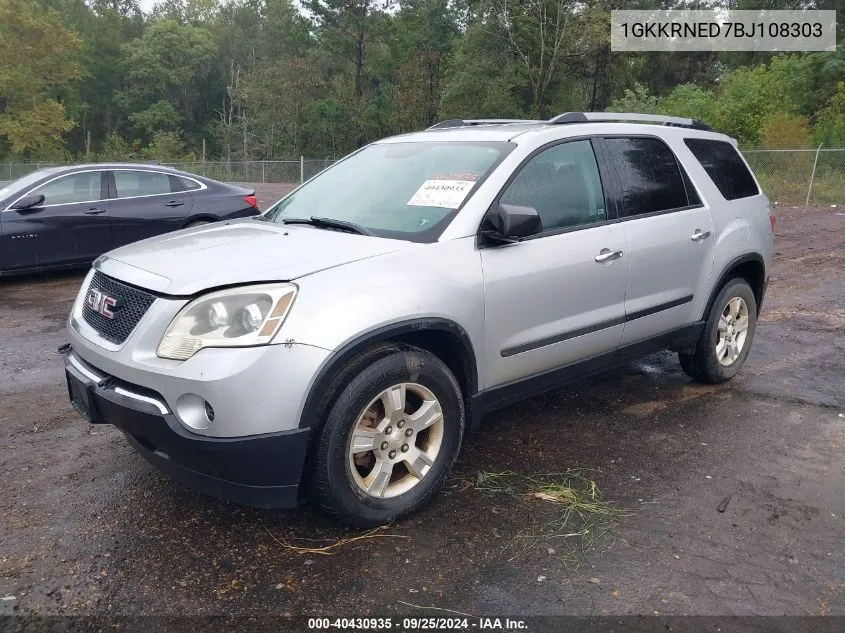 2011 GMC Acadia Sl VIN: 1GKKRNED7BJ108303 Lot: 40430935