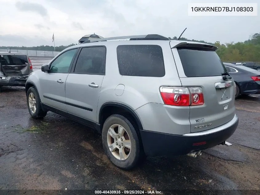 2011 GMC Acadia Sl VIN: 1GKKRNED7BJ108303 Lot: 40430935