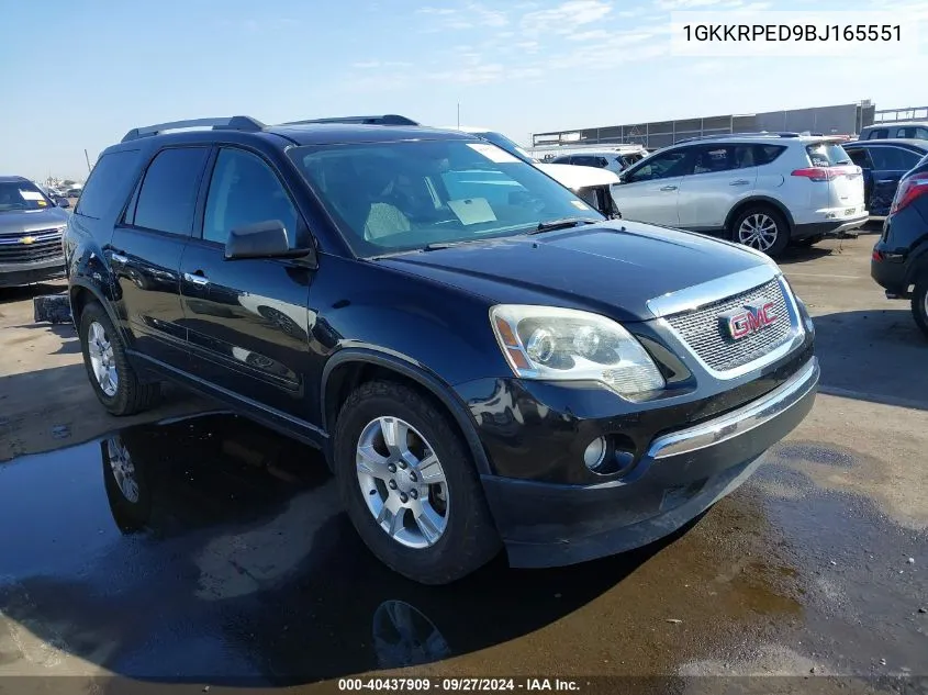 2011 GMC Acadia Sle VIN: 1GKKRPED9BJ165551 Lot: 40437909