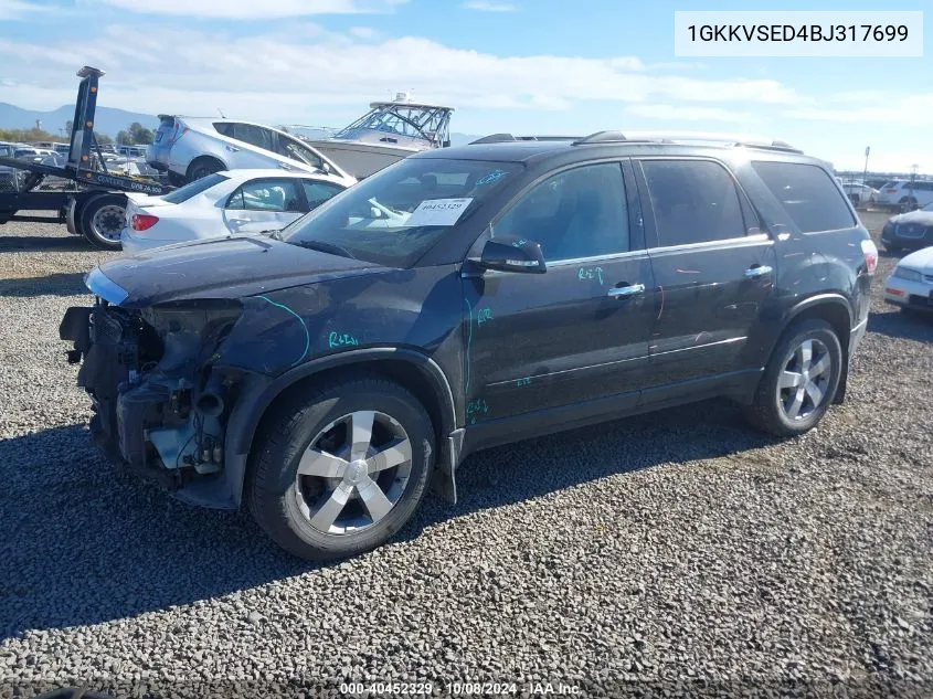 2011 GMC Acadia Slt-2 VIN: 1GKKVSED4BJ317699 Lot: 40452329