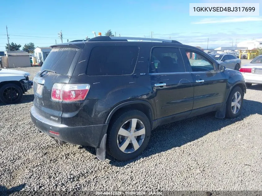 2011 GMC Acadia Slt-2 VIN: 1GKKVSED4BJ317699 Lot: 40452329