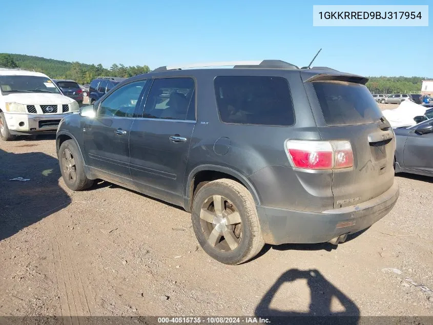 2011 GMC Acadia Slt-1 VIN: 1GKKRRED9BJ317954 Lot: 40515735