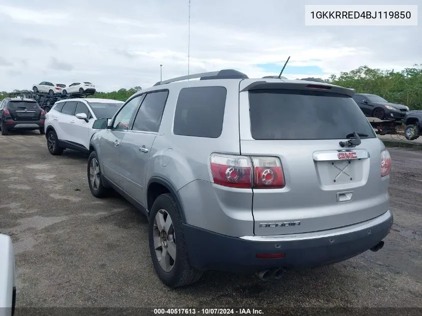 2011 GMC Acadia Slt-1 VIN: 1GKKRRED4BJ119850 Lot: 40517613