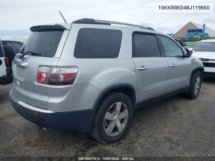 2011 GMC Acadia Slt-1 VIN: 1GKKRRED4BJ119850 Lot: 40517613