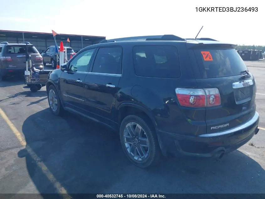 2011 GMC Acadia Denali VIN: 1GKKRTED3BJ236493 Lot: 40532745