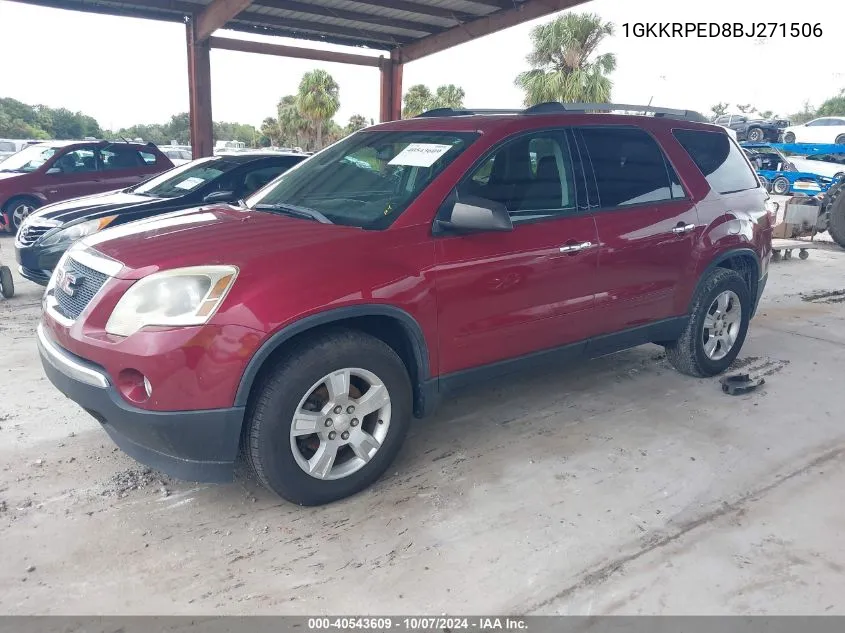 2011 GMC Acadia Sle VIN: 1GKKRPED8BJ271506 Lot: 40543609