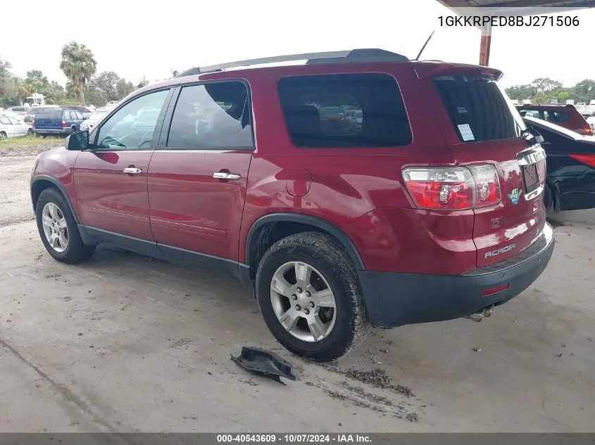 2011 GMC Acadia Sle VIN: 1GKKRPED8BJ271506 Lot: 40543609