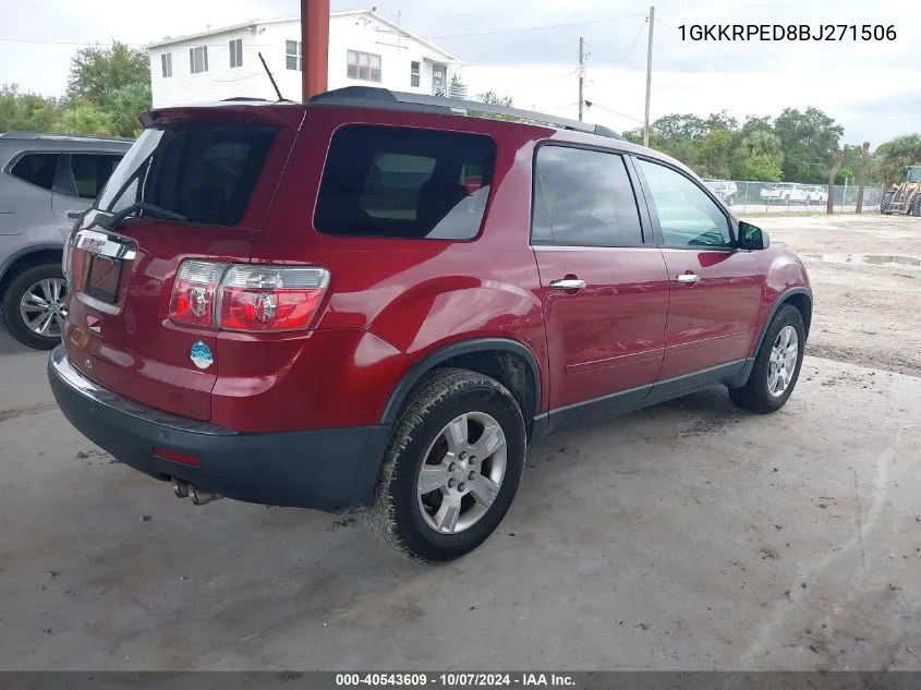 2011 GMC Acadia Sle VIN: 1GKKRPED8BJ271506 Lot: 40543609