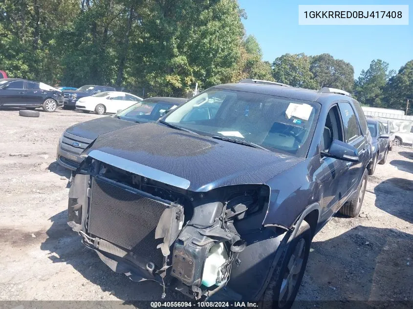 2011 GMC Acadia Slt-1 VIN: 1GKKRRED0BJ417408 Lot: 40556094