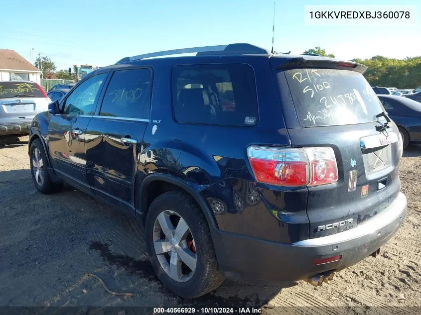 2011 GMC Acadia Slt-1 VIN: 1GKKVREDXBJ360078 Lot: 40566929