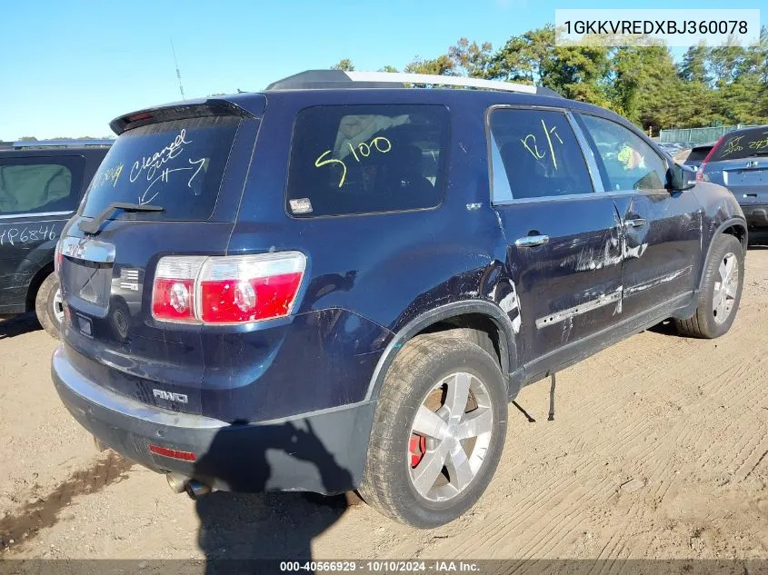 2011 GMC Acadia Slt-1 VIN: 1GKKVREDXBJ360078 Lot: 40566929