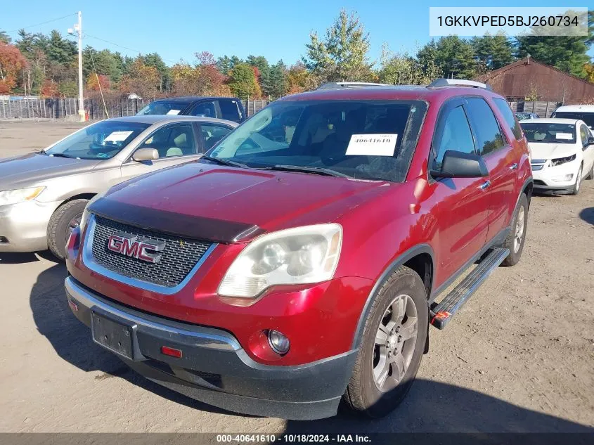 1GKKVPED5BJ260734 2011 GMC Acadia Sle