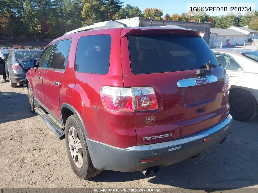 1GKKVPED5BJ260734 2011 GMC Acadia Sle