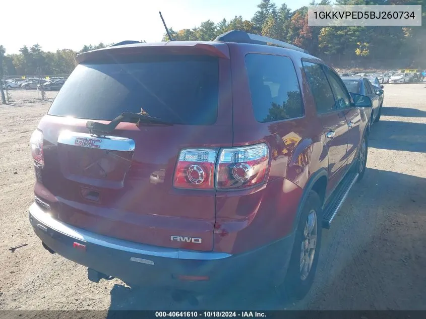 1GKKVPED5BJ260734 2011 GMC Acadia Sle