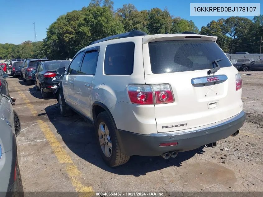 2011 GMC Acadia Sle VIN: 1GKKRPED0BJ178107 Lot: 40653457