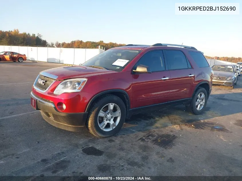 2011 GMC Acadia Sle VIN: 1GKKRPED2BJ152690 Lot: 40660875