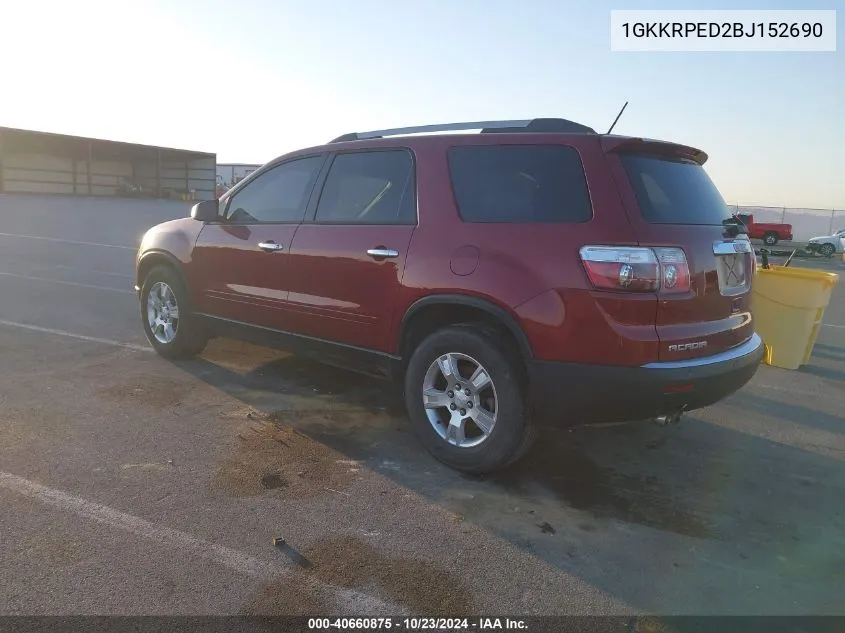 2011 GMC Acadia Sle VIN: 1GKKRPED2BJ152690 Lot: 40660875