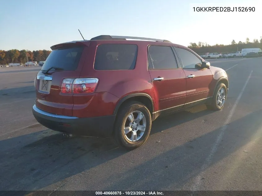 2011 GMC Acadia Sle VIN: 1GKKRPED2BJ152690 Lot: 40660875